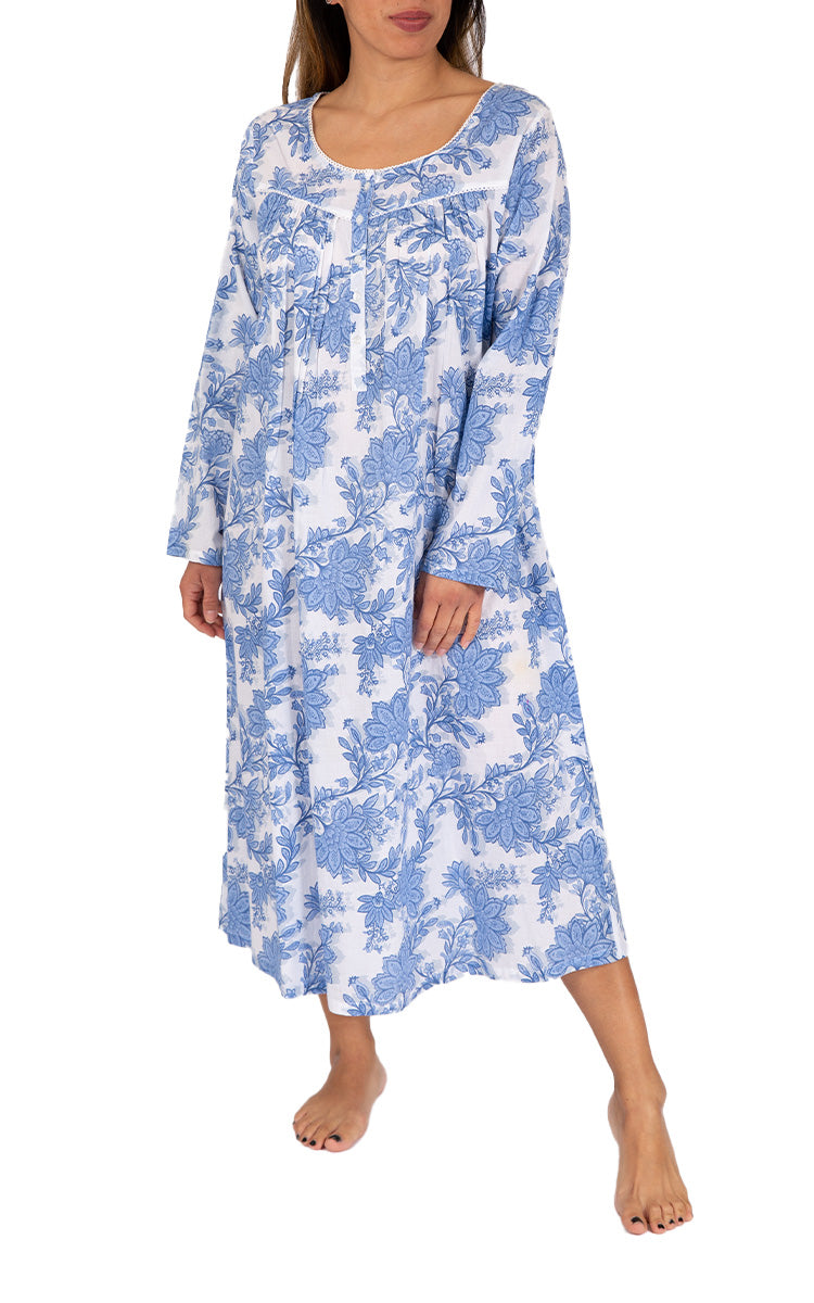 Woman wearing cotton nightie from french country Australia