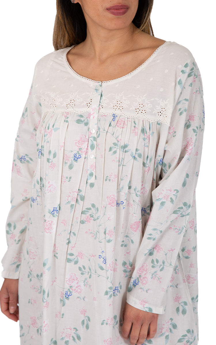 French Country Cotton Nightgowns For Women Winter Long Sleeve Cotton