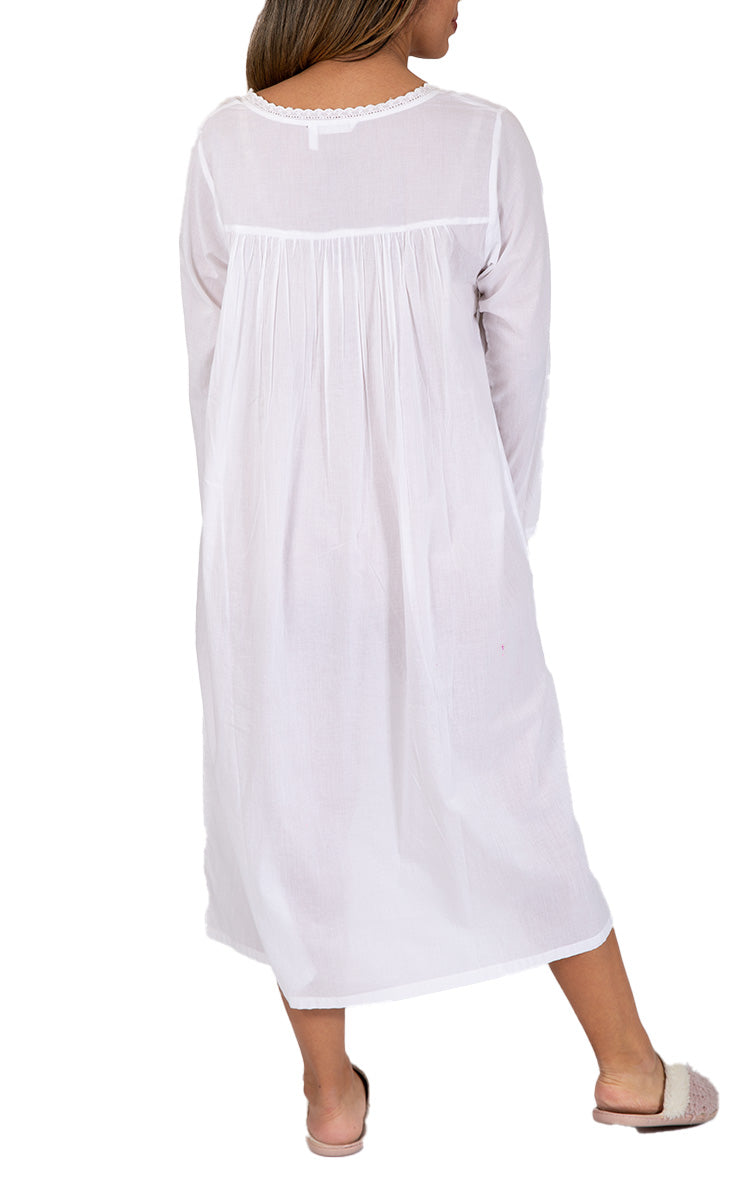 classic white cotton nightie with long sleeve by french country australia