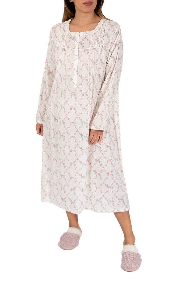 Women wearing nightgown made from cotton by the brand french country designed in Australia