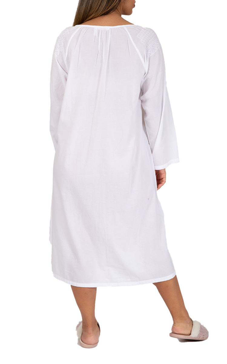 Women wearing White cotton nightgown by the brand french country designed in Australia