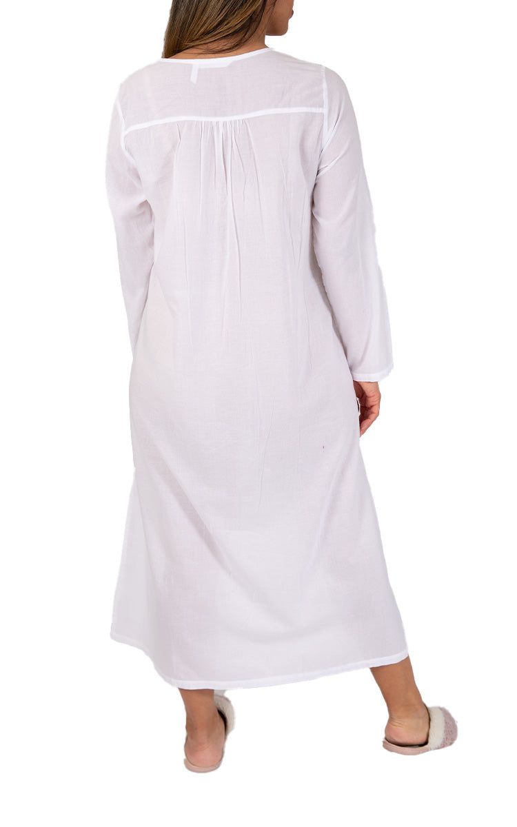classic white cotton nightie with long sleeve by french country australia