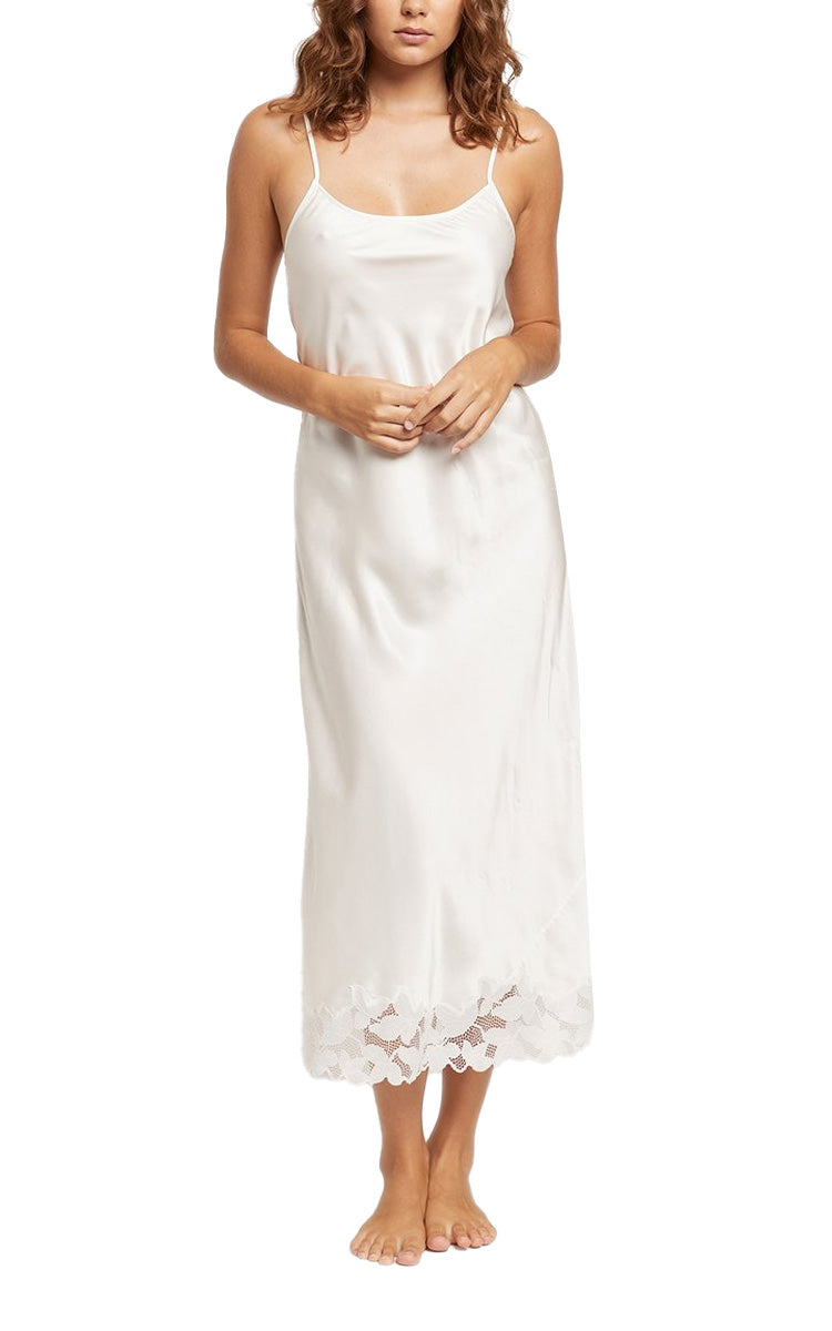 Ginia 100% Silk Nightgown with Lace in Sugar Swizzle GLH401 SALE