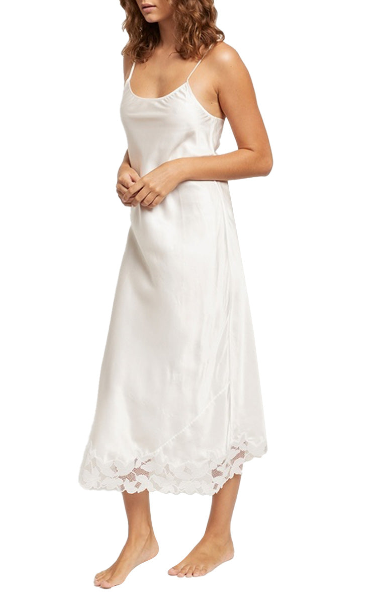 Ginia 100% Silk Nightgown with Lace in Sugar Swizzle GLH401 SALE