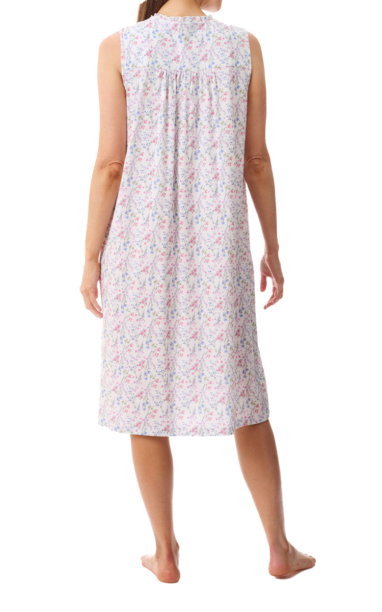 Givoni 100% Cotton Jersey Sleeveless Floral Nightgown In Biella 8LP30B 