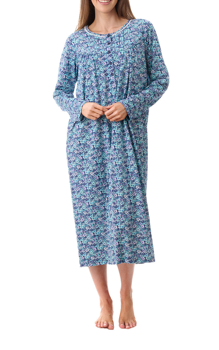 Givoni 100% Cotton Jersey Nightgown In Jada Royal Blue 7LP29J
