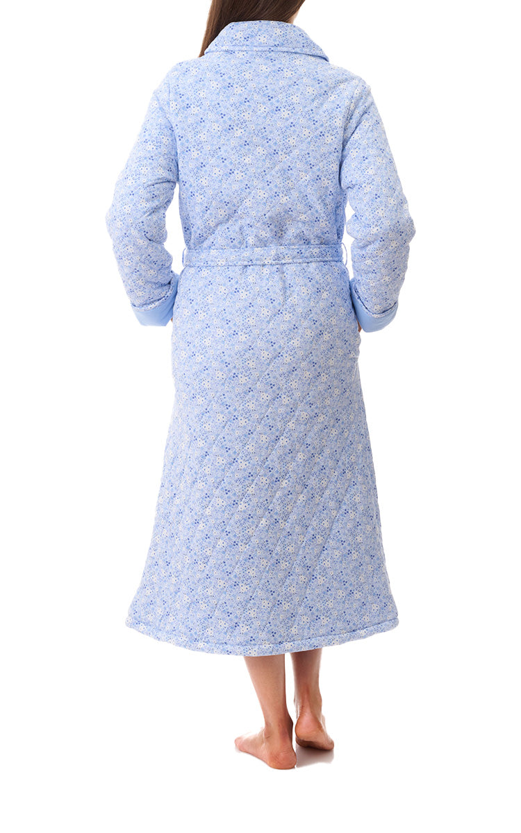 Givoni 100% Cotton Quilted Robe In Blue Floral Katie 7QP31K