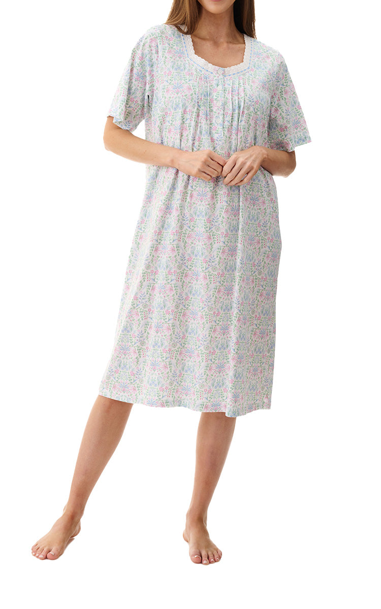 Givoni 100% Cotton Jersey Short Sleeve Nightgown In Ivy 6LP38I
