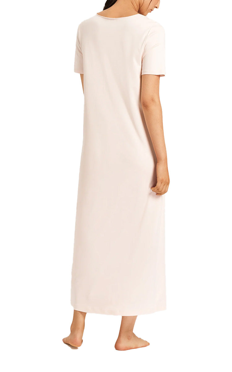 Hanro 100% Cotton Nightgown with Short Sleeve in Crystal Pink Moments 7933