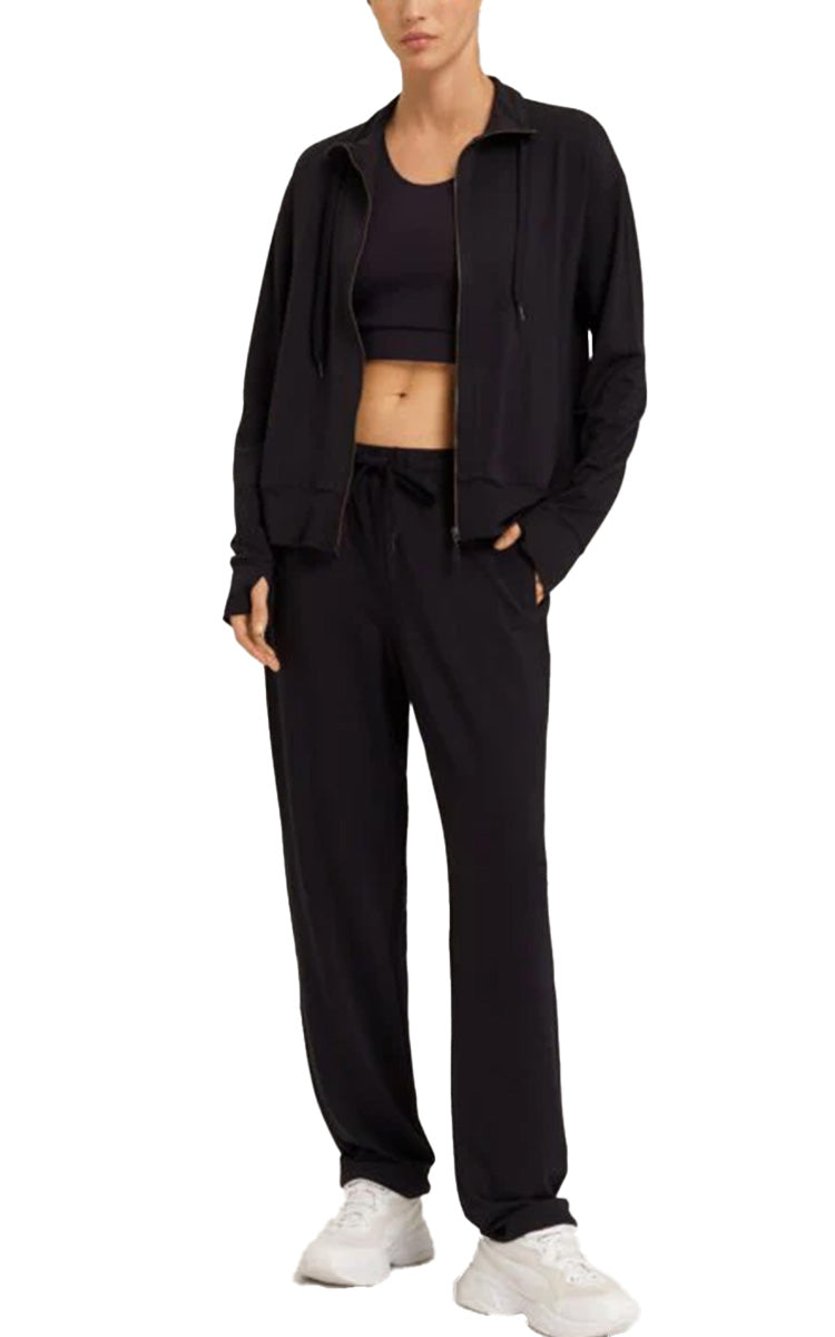 Hanro Balance Long Pant and Matching Cardigan in Black Beauty