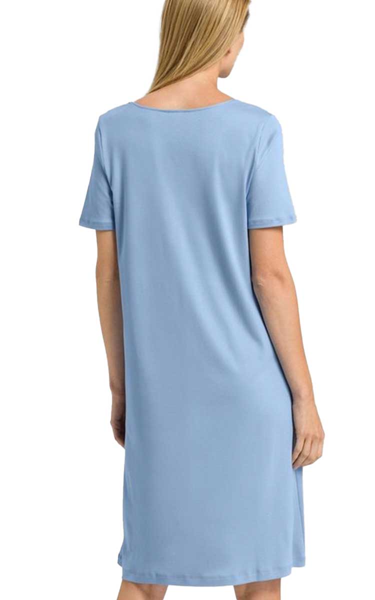 Hanro 100% Cotton Nightgown with Short Sleeve in Blue Moon 7930