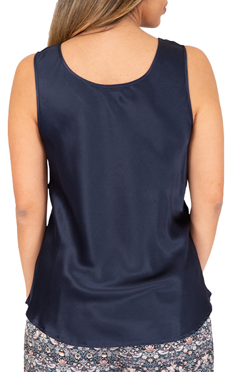 woman wearing Love and Luster round neck silk singlet