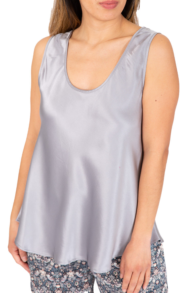 Love & Lustre 100% Silk Camisole with Round Neck in Pewter LL530