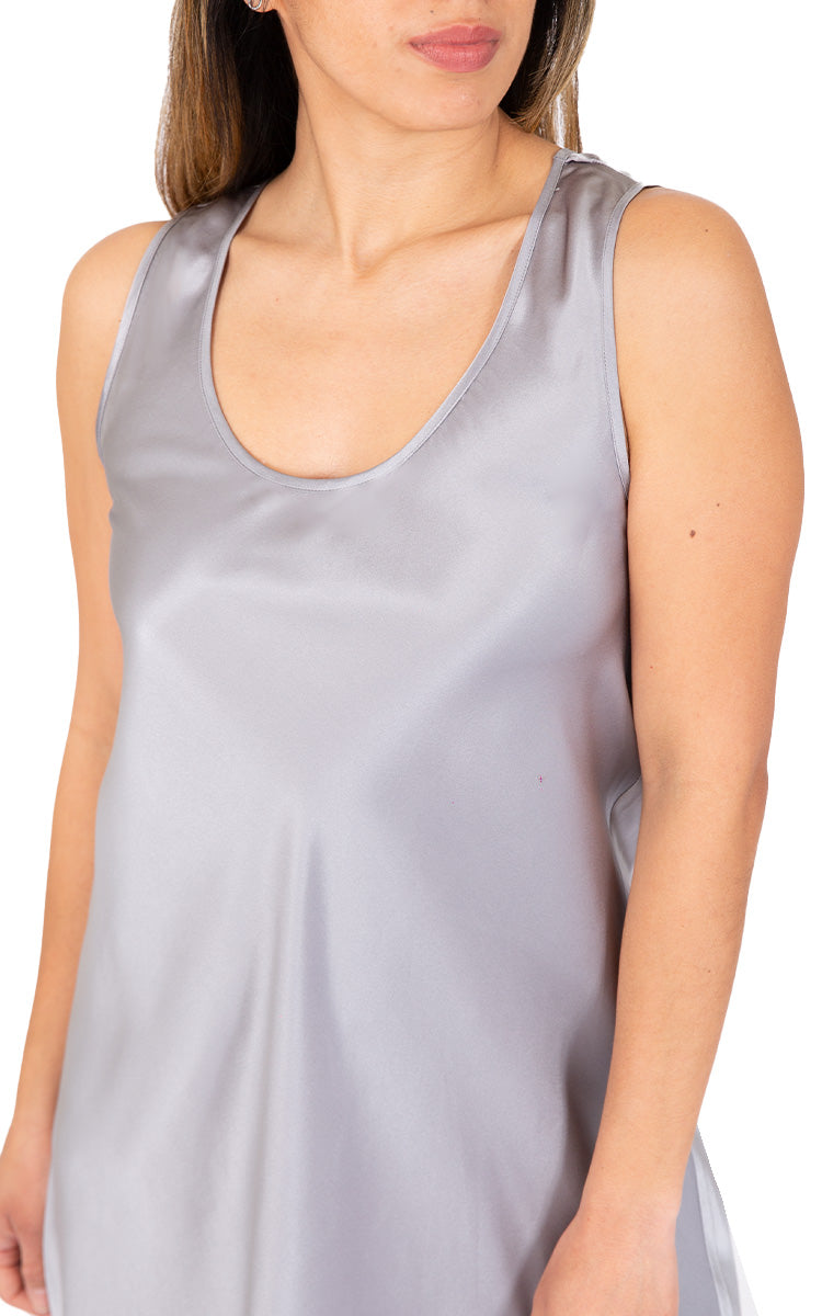 woman wearing Love and Luster nightgown with round neck
