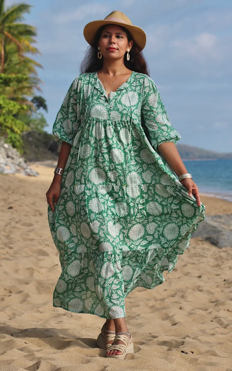 River Goddess 100% Cotton Maxi Dress Neera Emerald natureswear River Goddess 100% Cotton Maxi Dress Neera Emerald natureswear