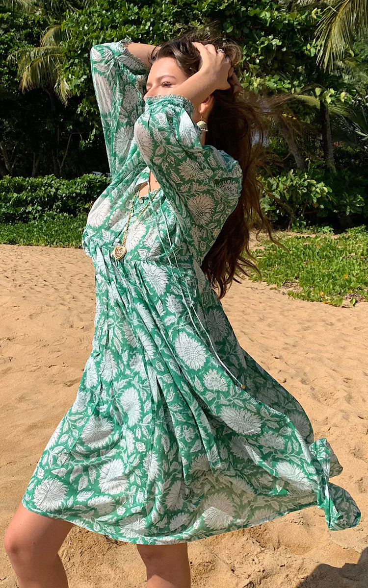 River Goddess Hawa Emerald Midi Dress | Cotton Summer Dress Online natureswear River Goddess Hawa Emerald Midi Dress | Cotton Summer Dress Online natureswear