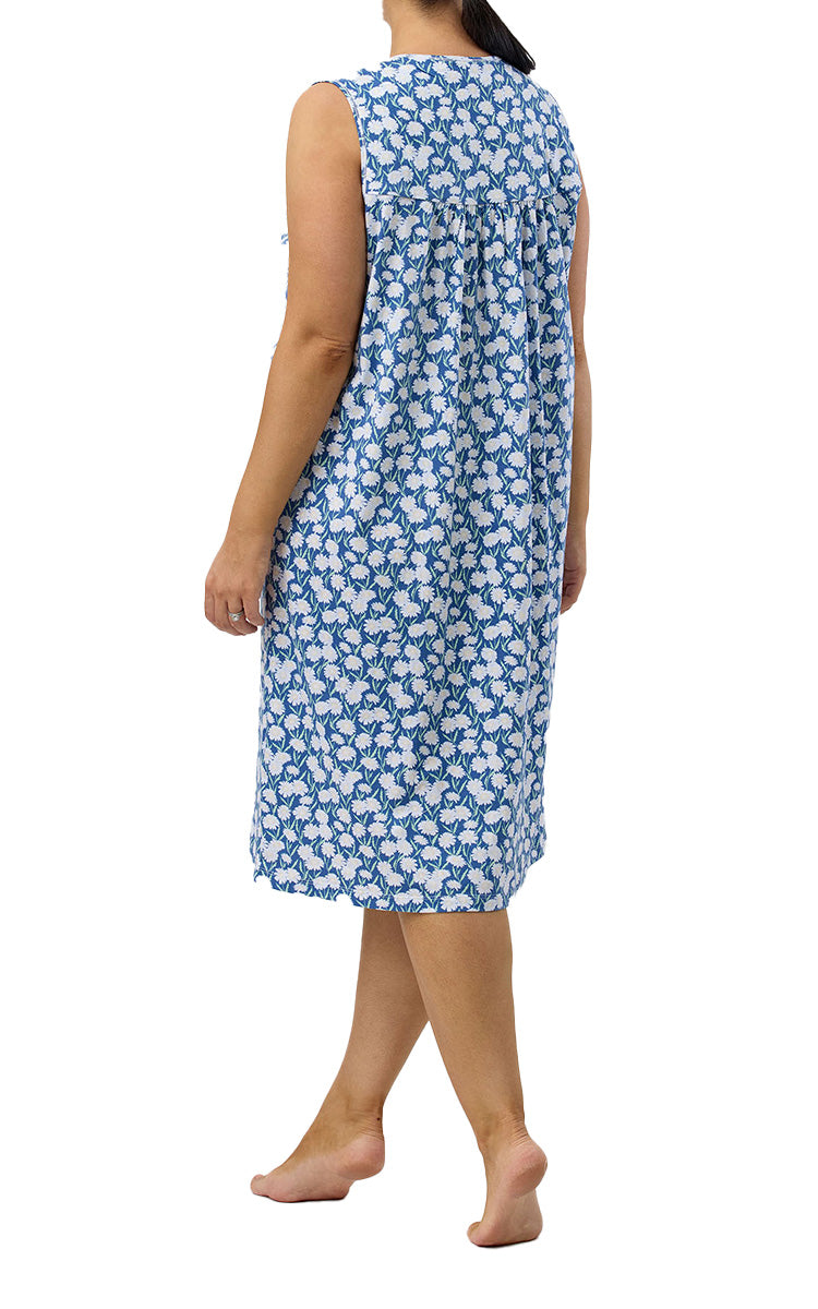 Schrank 100% Cotton Jersey Nightgown Sleeveless in Denim Daisie SK418D