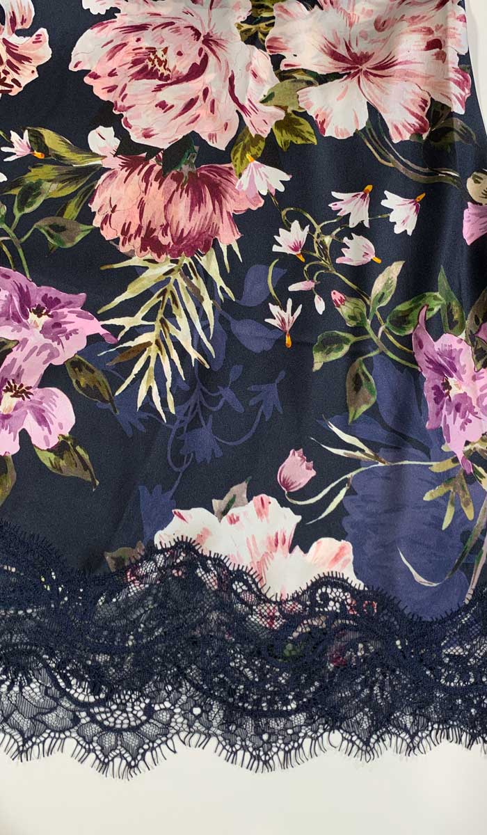 Sainted Sisters Silk chemise in floral navy