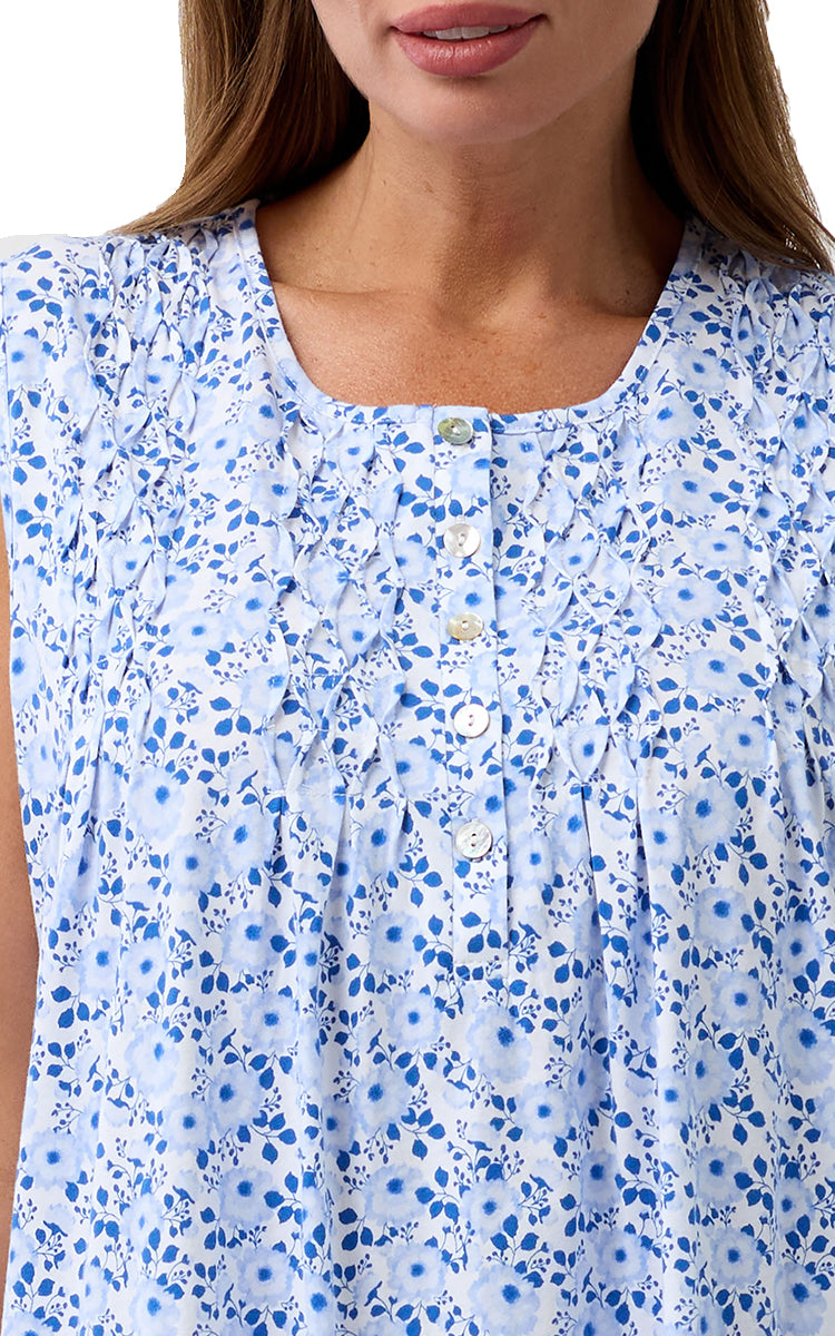 Schrank 100% Cotton Jersey Nightgown Sleeveless in Blue Camelia SK411C6