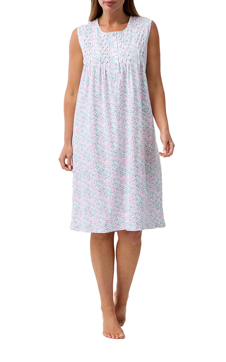 Schrank 100% Cotton Jersey Nightgown Sleeveless in Pink Camelia SK411C6