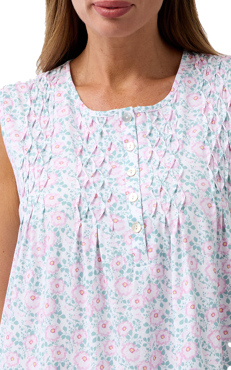 Schrank 100% Cotton Jersey Nightgown Sleeveless in Pink Camelia SK411C6