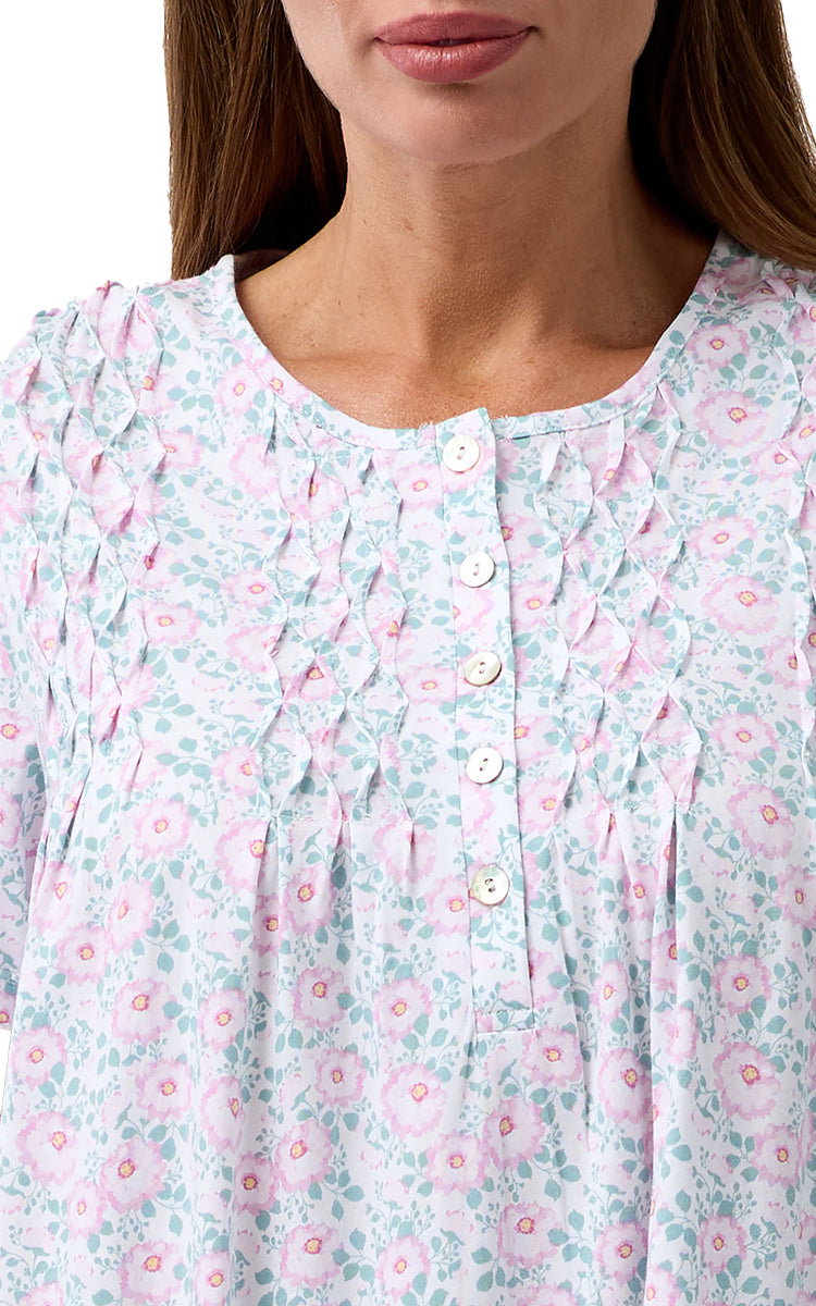 Schrank 100% Cotton Jersey Nightgown with Short Sleeve in Pink Camellia SK310C6