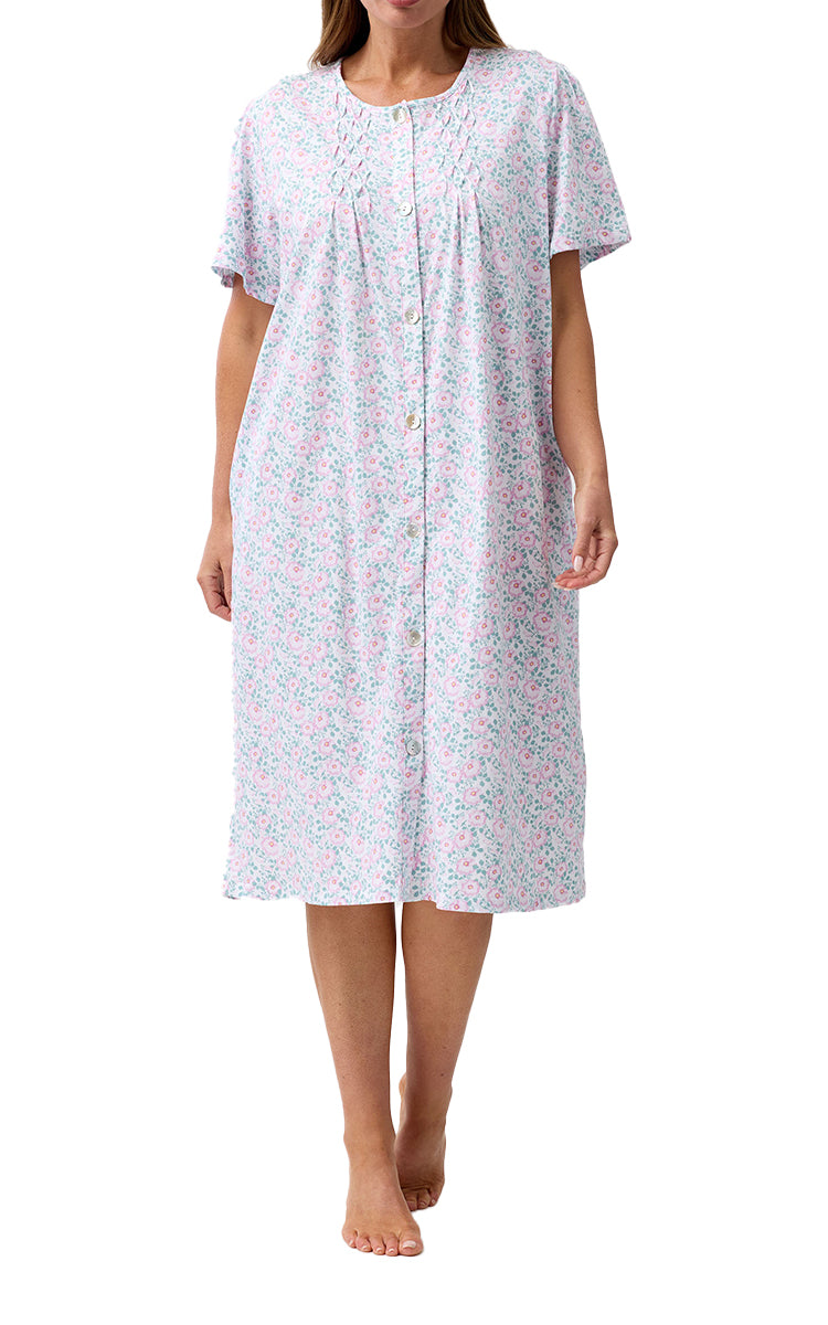 Schrank 100% Cotton Brunchcoat with Short Sleeve in Pink Camellia SK927C6