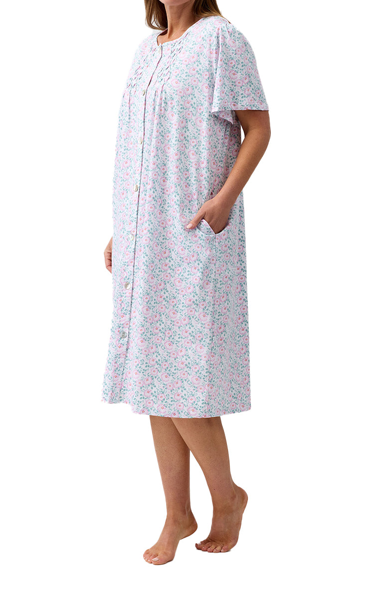 Schrank 100% Cotton Brunchcoat with Short Sleeve in Pink Camellia SK927C6