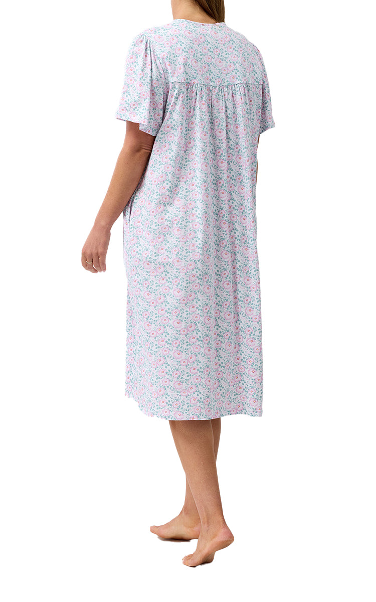 Schrank 100% Cotton Brunchcoat with Short Sleeve in Pink Camellia SK927C6