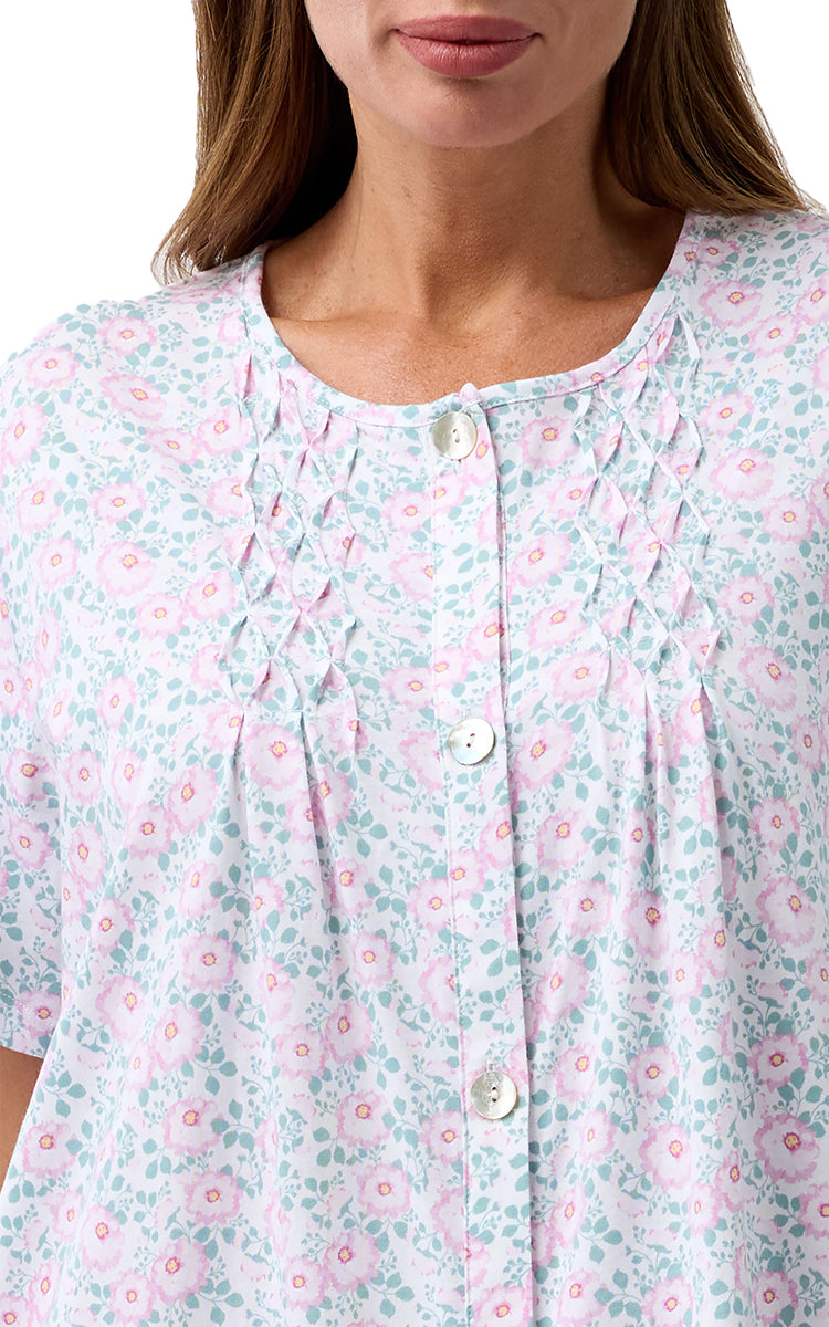 Schrank 100% Cotton Brunchcoat with Short Sleeve in Pink Camellia SK927C6