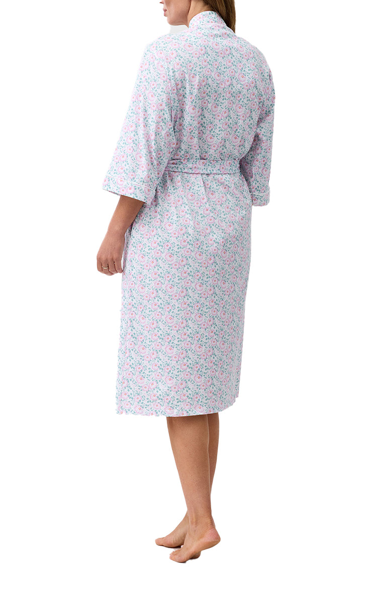 Schrank 100% Cotton Jersey Robe with 3/4 Length Sleeve in Pink Camellia SK952C6