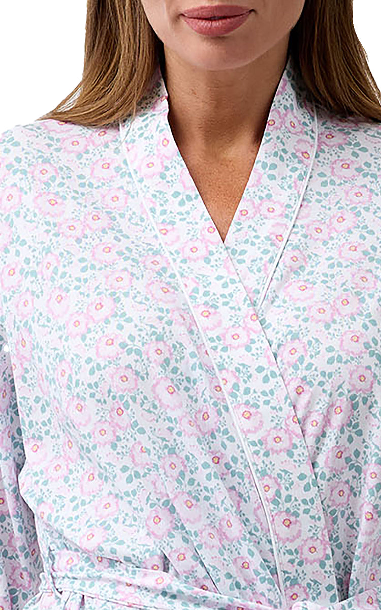 Schrank 100% Cotton Jersey Robe with 3/4 Length Sleeve in Pink Camellia SK952C6