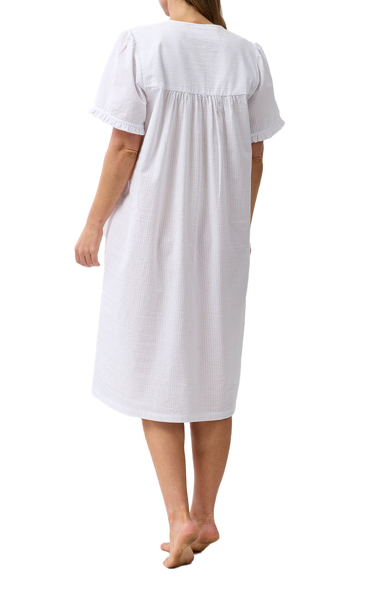 Schrank 100% Cotton Brunchcoat with Short Sleeve in White SK926W6