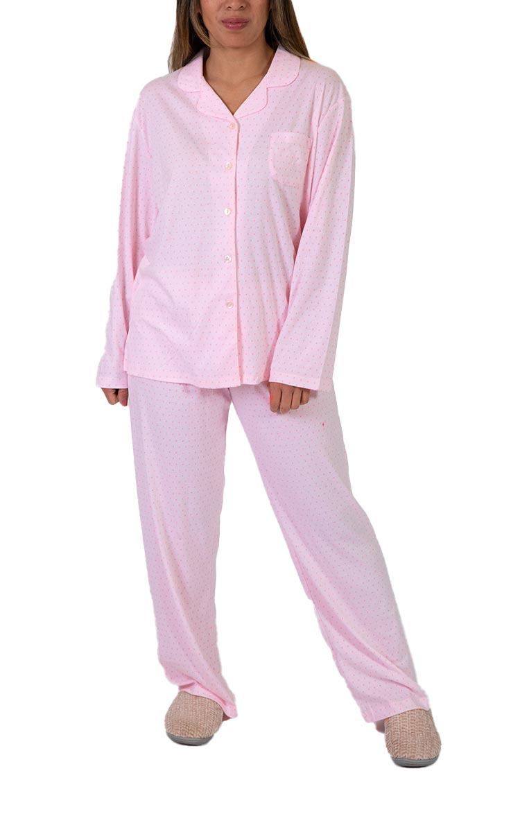Woman wearing Schrank Pyjama for winter in polycotton