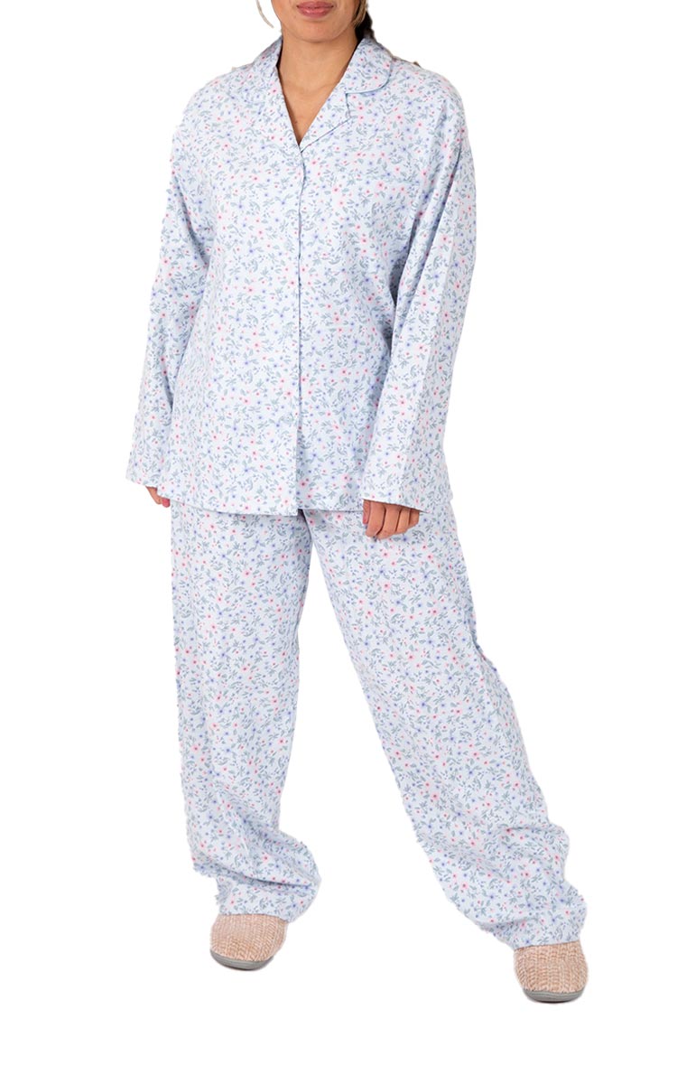 Woman wearing Schrank Pyjama for winter in cotton flannelette