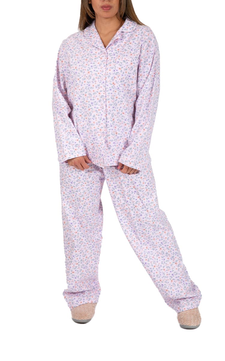 Woman wearing Schrank Pyjama for winter in cotton flannelette