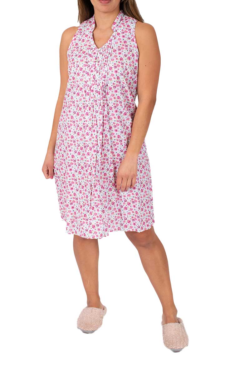 Woman wearing Schrank nightie for summer made from cotton
