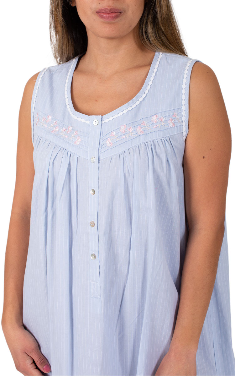 Woman wearing Schrank nightie for summer made from cotton