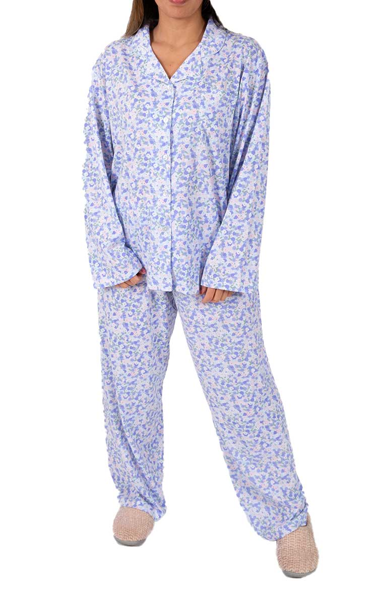 Schrank 100% Polycotton Pyjama with long Sleeve and Long Pant in Blue Revere SK389