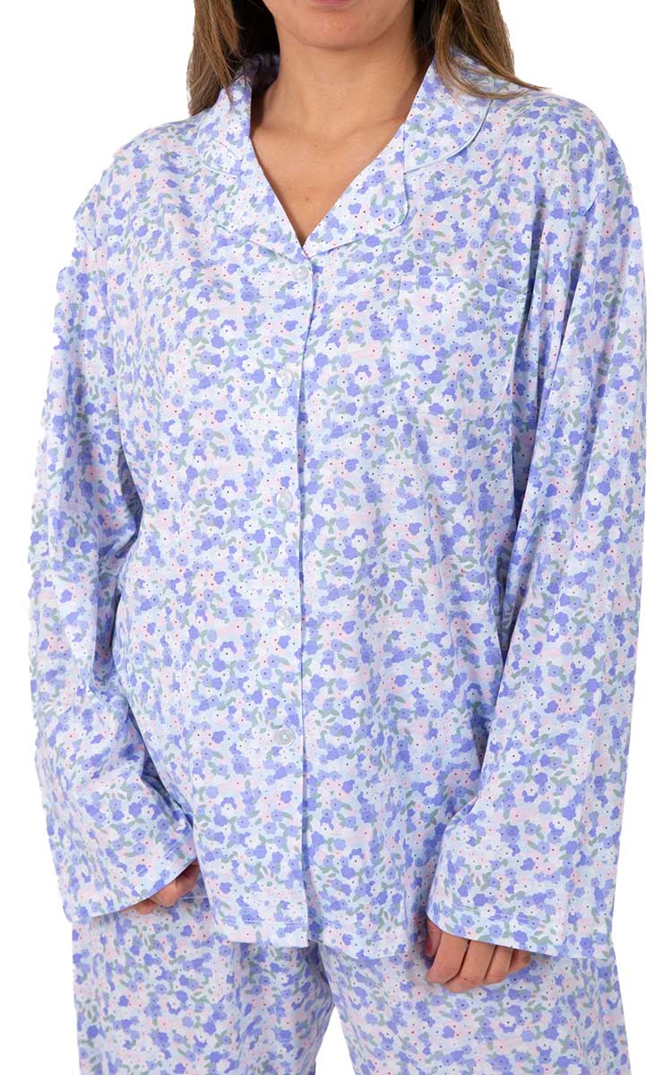 Schrank 100% Polycotton Pyjama with long Sleeve and Long Pant in Blue Revere SK389