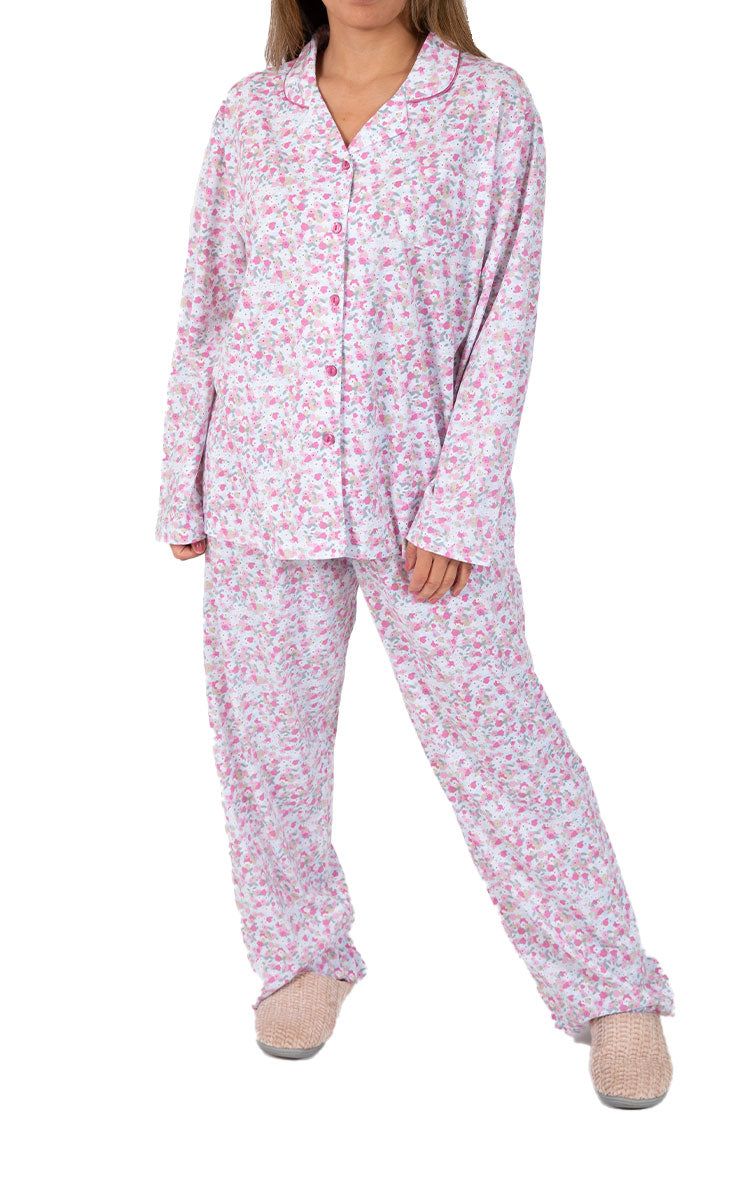 Schrank 100% Polycotton Pyjama with long Sleeve and Long Pant in Pink Revere SK389
