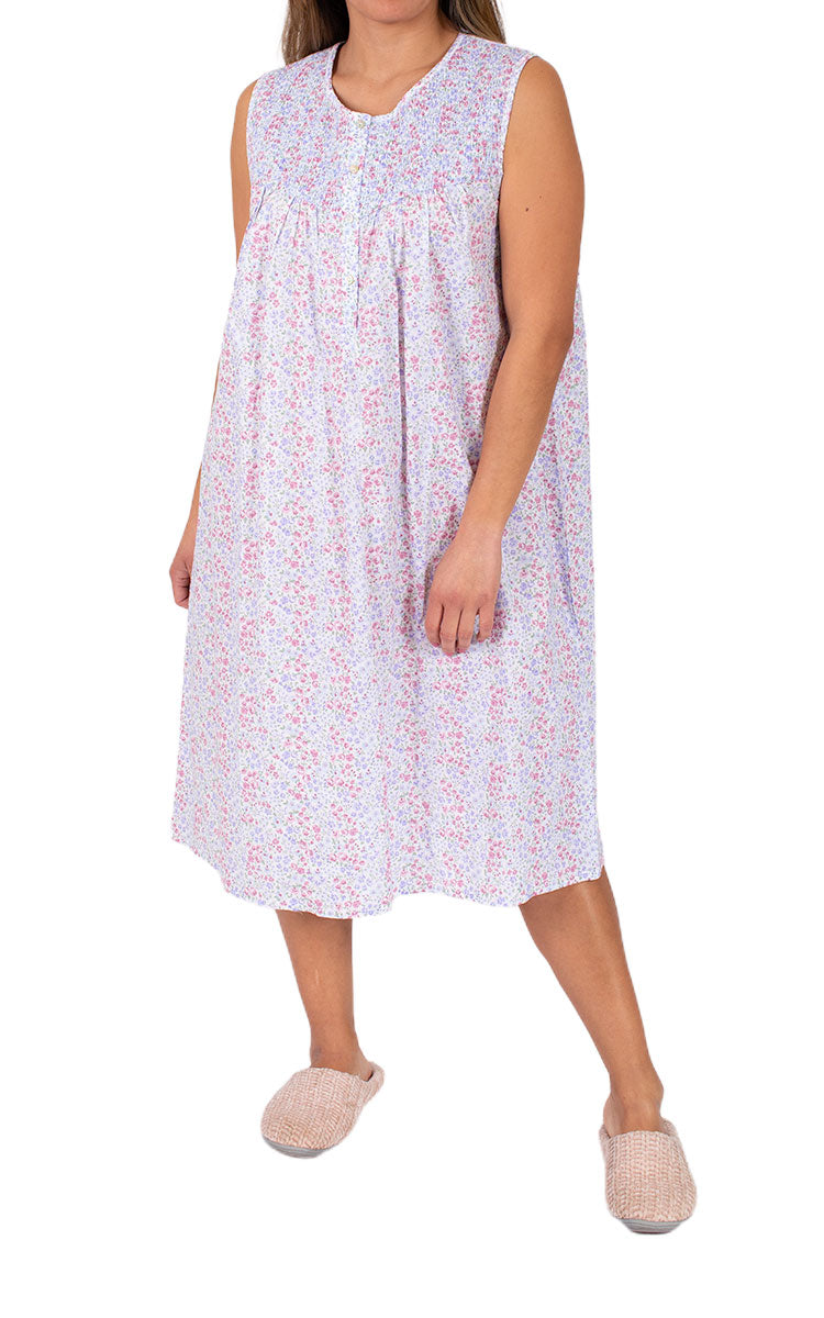 Woman wearing Schrank nightie for summer made from cotton