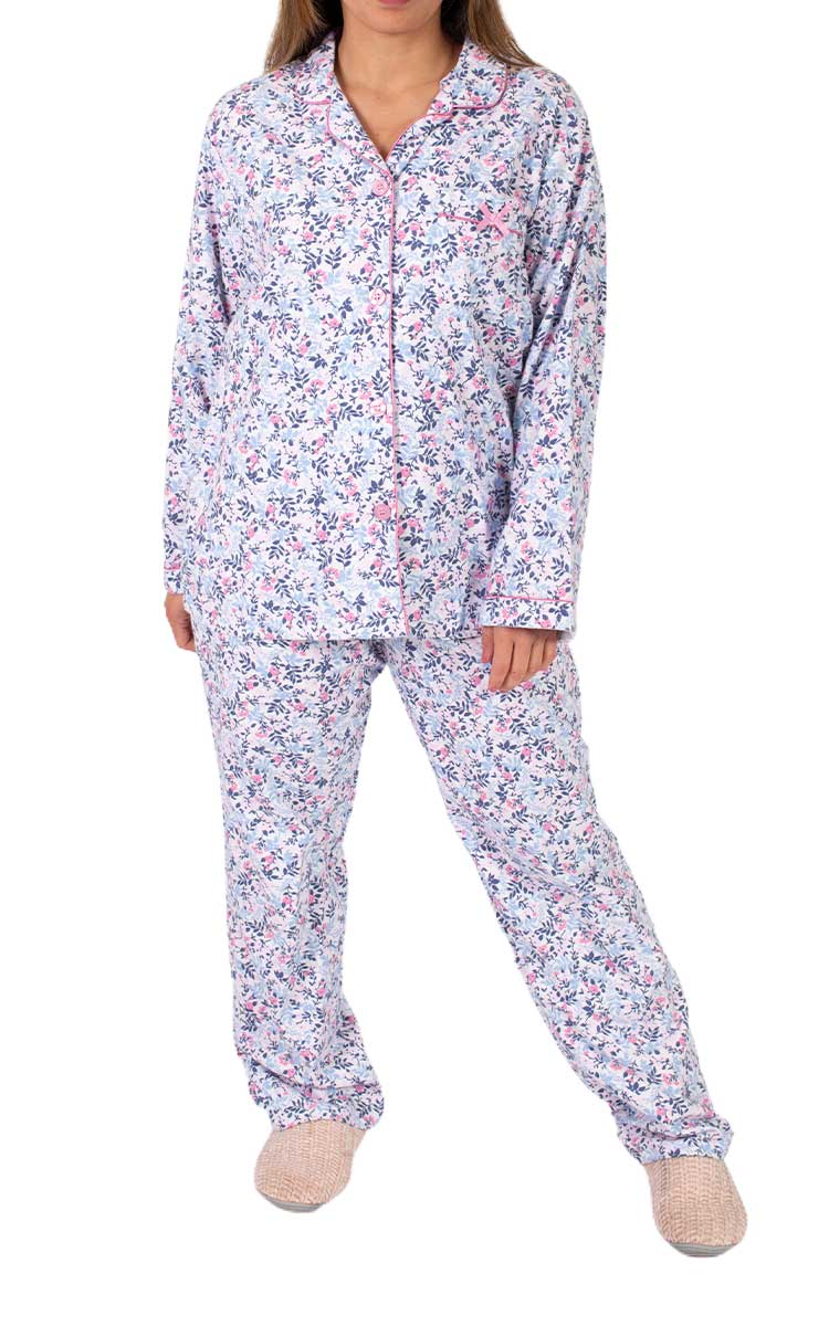 Woman wearing Schrank Pyjama for winter in cotton flannelette