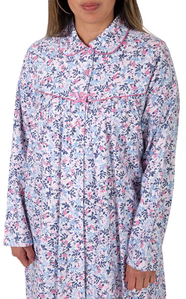 Schrank 100% Cotton Flannelette Nightgown in Pink Floral Print Brooke SK600B