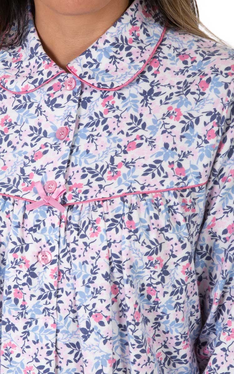 Schrank 100% Cotton Flannelette Nightgown in Pink Floral Print Brooke SK600B