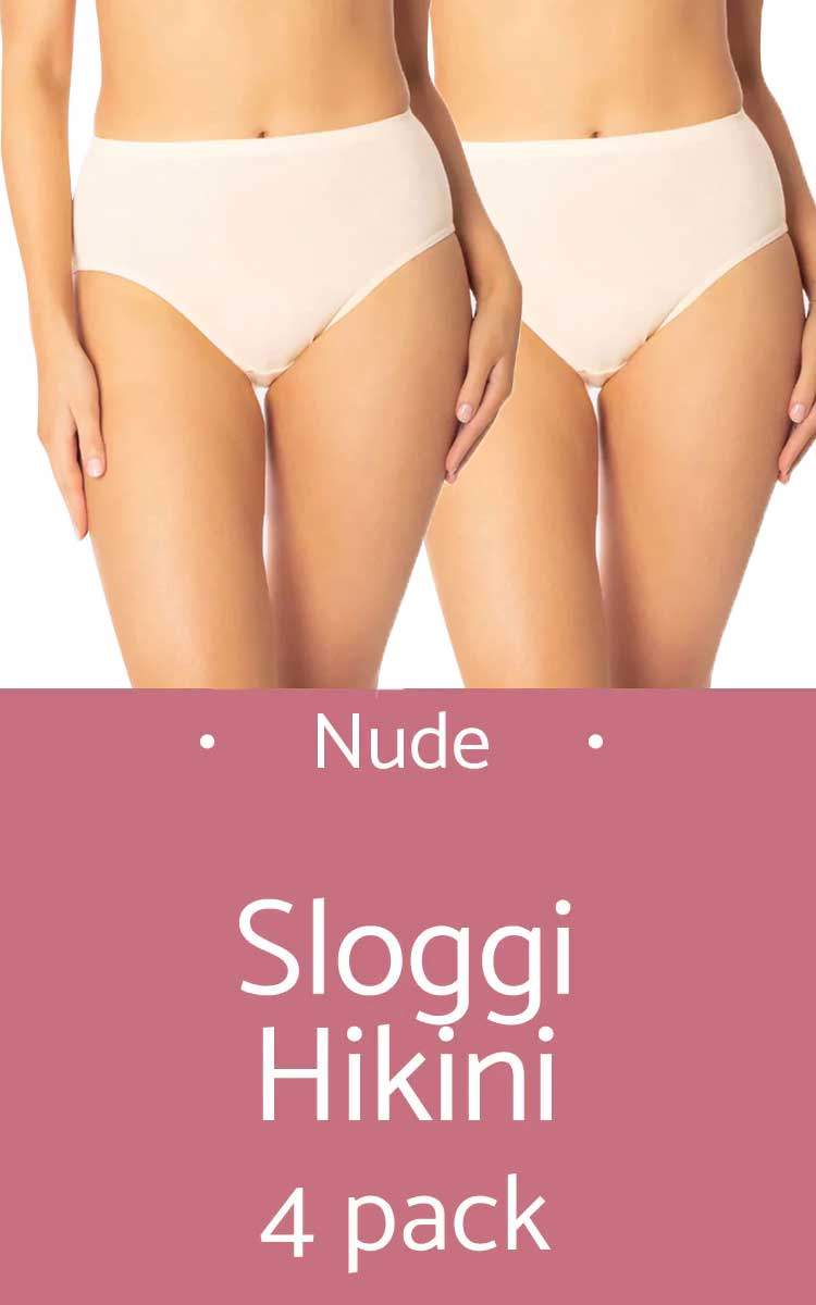 Sloggi 100% Cotton Underwear Hikini 4 Pack in Nude