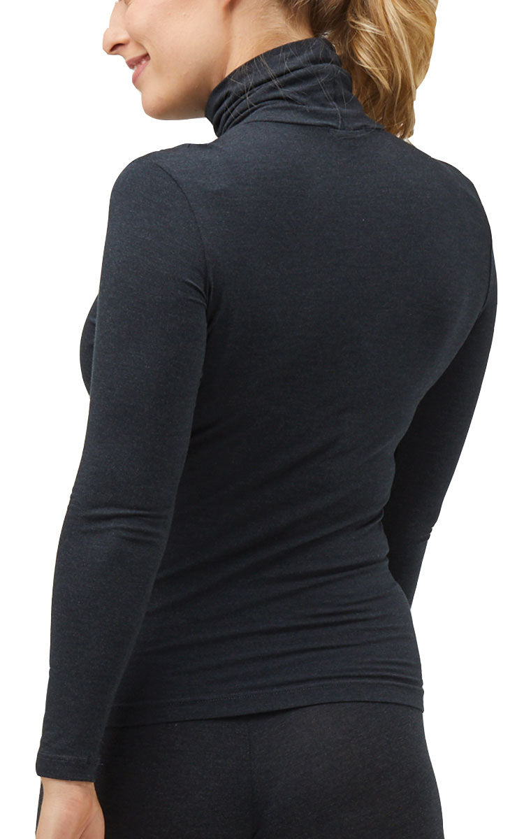 Tani 100% Modal Top with Long Sleeve and Skivvy neck in Graphite 79278