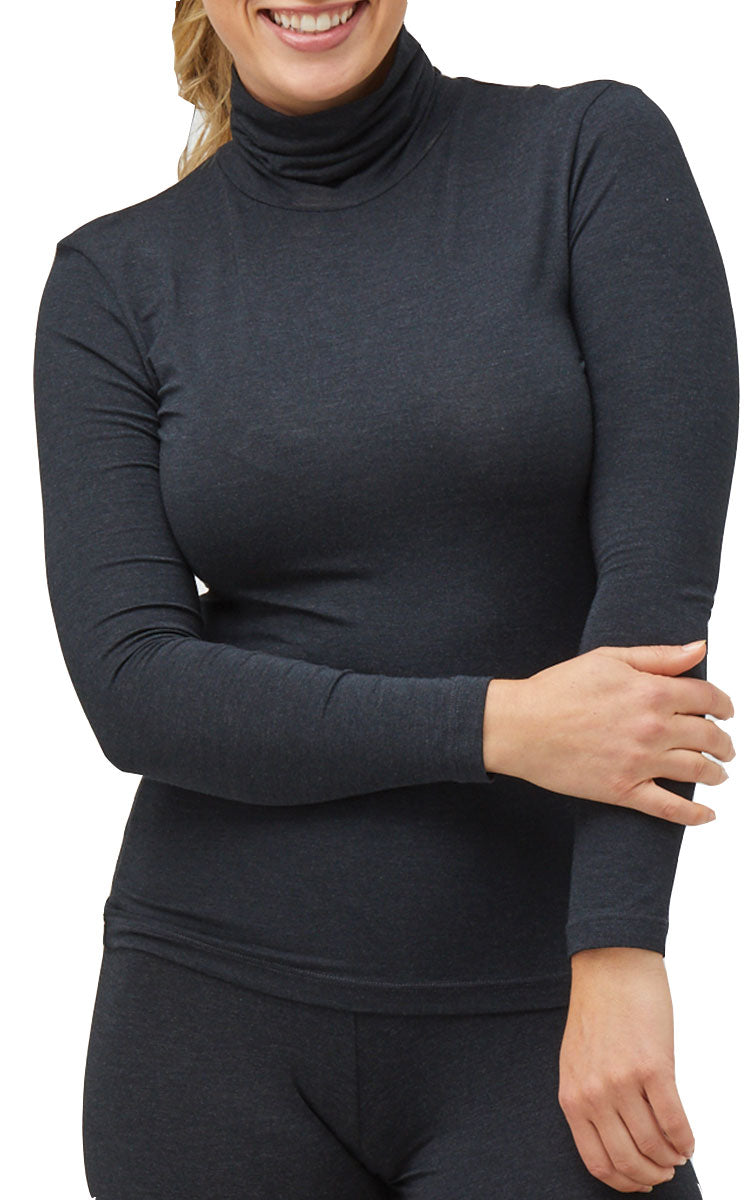 Tani 100% Modal Top with Long Sleeve and Skivvy neck in Graphite 79278
