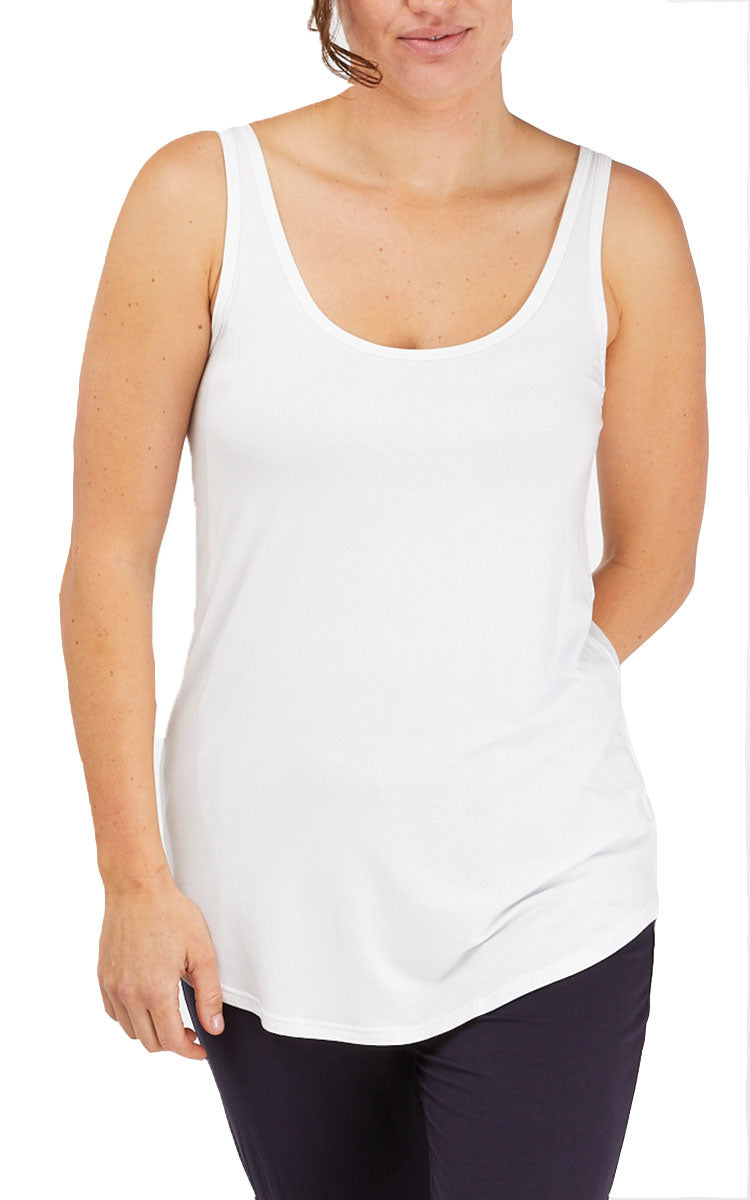 Tani 100% Modal Singlet with Wide Straps Longline in White 79752
