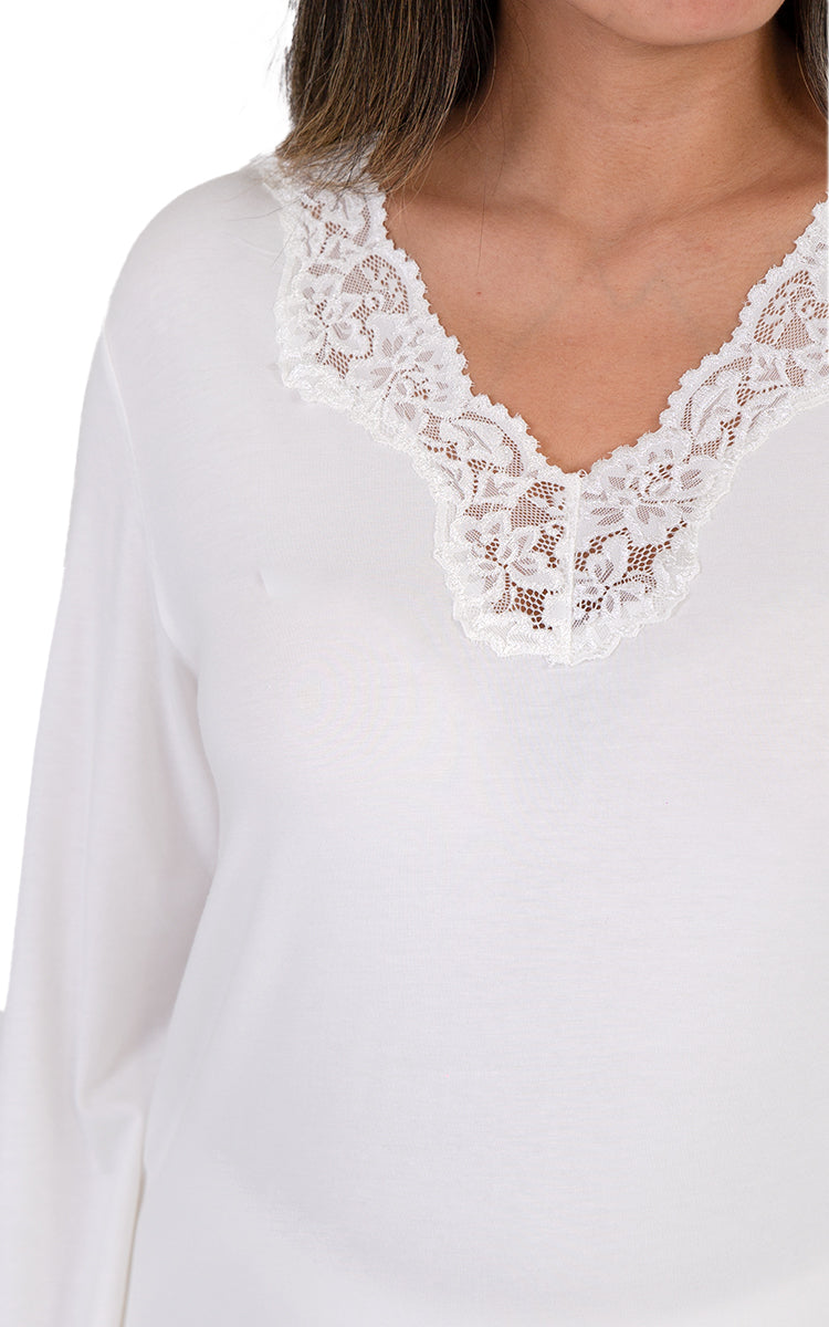 Beautiful ivory pyjamas made from bamboo and cotton from Victoria Linen Australia, Buy Online.